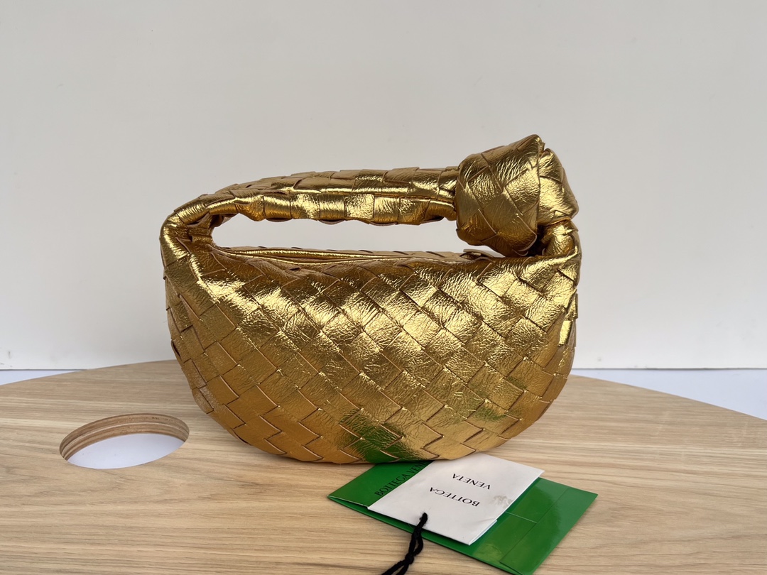 Small Jodie Intrecciato Leather Shoulder Bag Gold